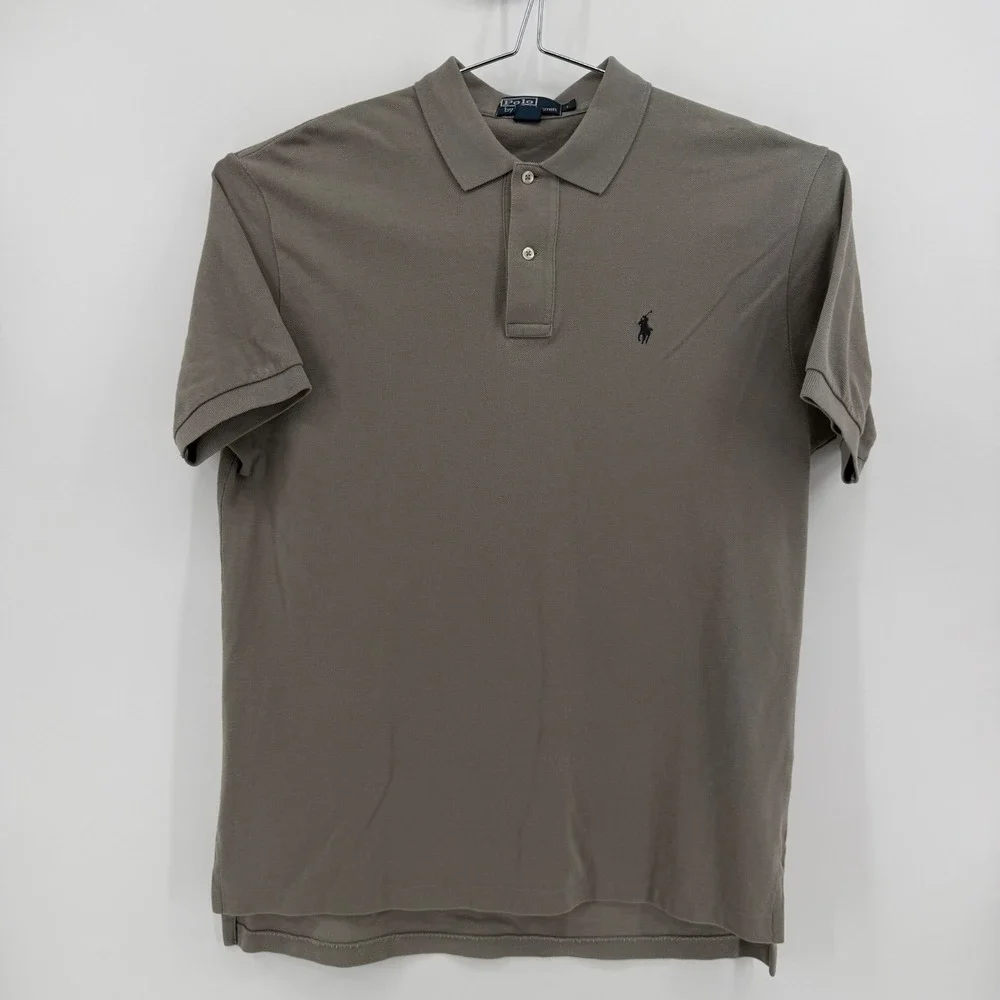 Polo Ralph Lauren Polo Shirt Mens L Brown Solid Cotton Embroidered Pony Logo
